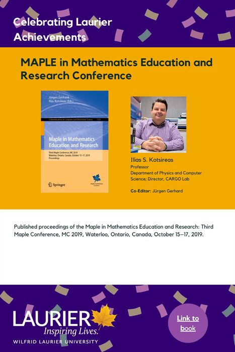 MAPLE in Mathematics Education and Research Conference promotional poster for the Celebrating Laurier Achievements program.